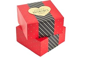 Hallmark 8" Medium Valentine's Day Gift Boxes (Pack of 2: Red with Black and Gold Wrap Band) for Jewelry, Wrapped Candy, Small Toys, Gift Cards