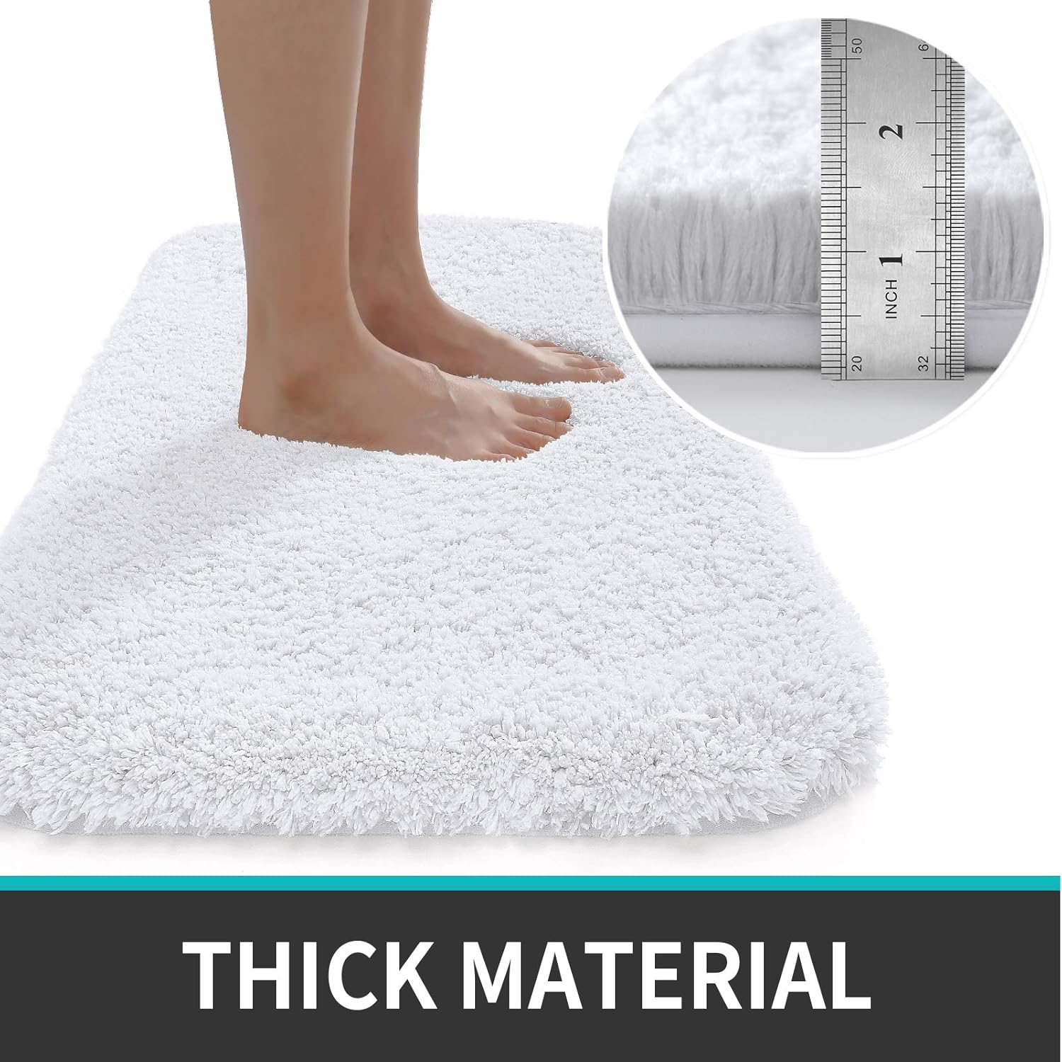DEXI Bathroom Rug Mat, 24x16, Extra Soft and Absorbent Bath Rugs, Machine Wash Dry, Non-Slip Carpet Mat for Tub, Shower, and Bath Room, White: Home & Kitchen
