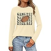 LAZYCHILD Game Day Shirts Women: Football Graphic Shirts Gameday Football Season Shirt Team Fan Long Sleeve Tops