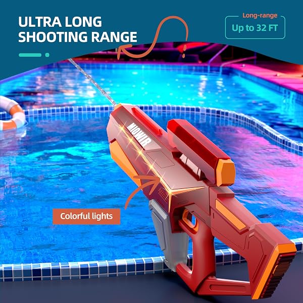 ELECTRIC WATER GUN FOR ADULTS KIDS – 2 PACK POWERFUL AUTOMATIC SQUIRT GUN LONG RANGE LARGE CAPACITY, AUTO WATER BLASTER SUMMER OUTDOOR POOL BEACH TOYS GIFTS FOR 6 7 8 YEAR OLD BOYS GIRLS(BLUE+RED)
