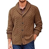 Runcati Mens Shawl Collar Cardigan Sweater Cable Knitted Button Down Sweaters Chunky Fall Winter Outwear