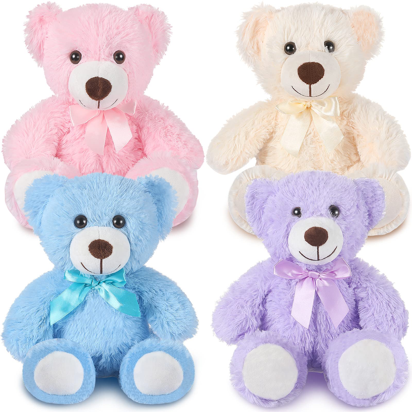 Photo 1 of Civaner 4 Pack 14 Inches Bear Plush Stuffed Animals Cute Soft Bears Gifts Bulk for Girls Boys Girlfriend(Pink, Blue, White, Purple)