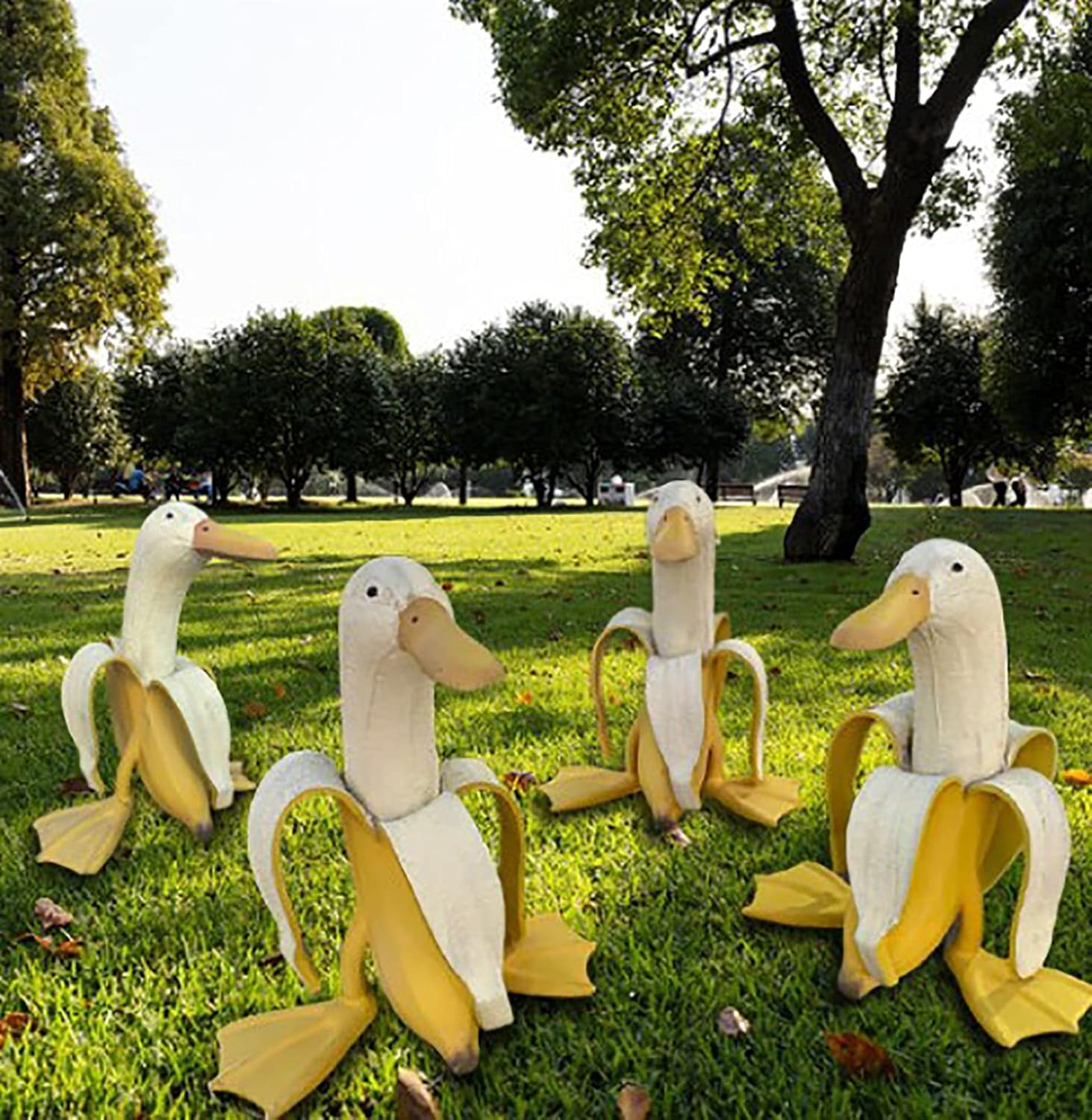 Banana Duck Whimsical Garden Ornament,Cute Resin Peeled Banana Duck