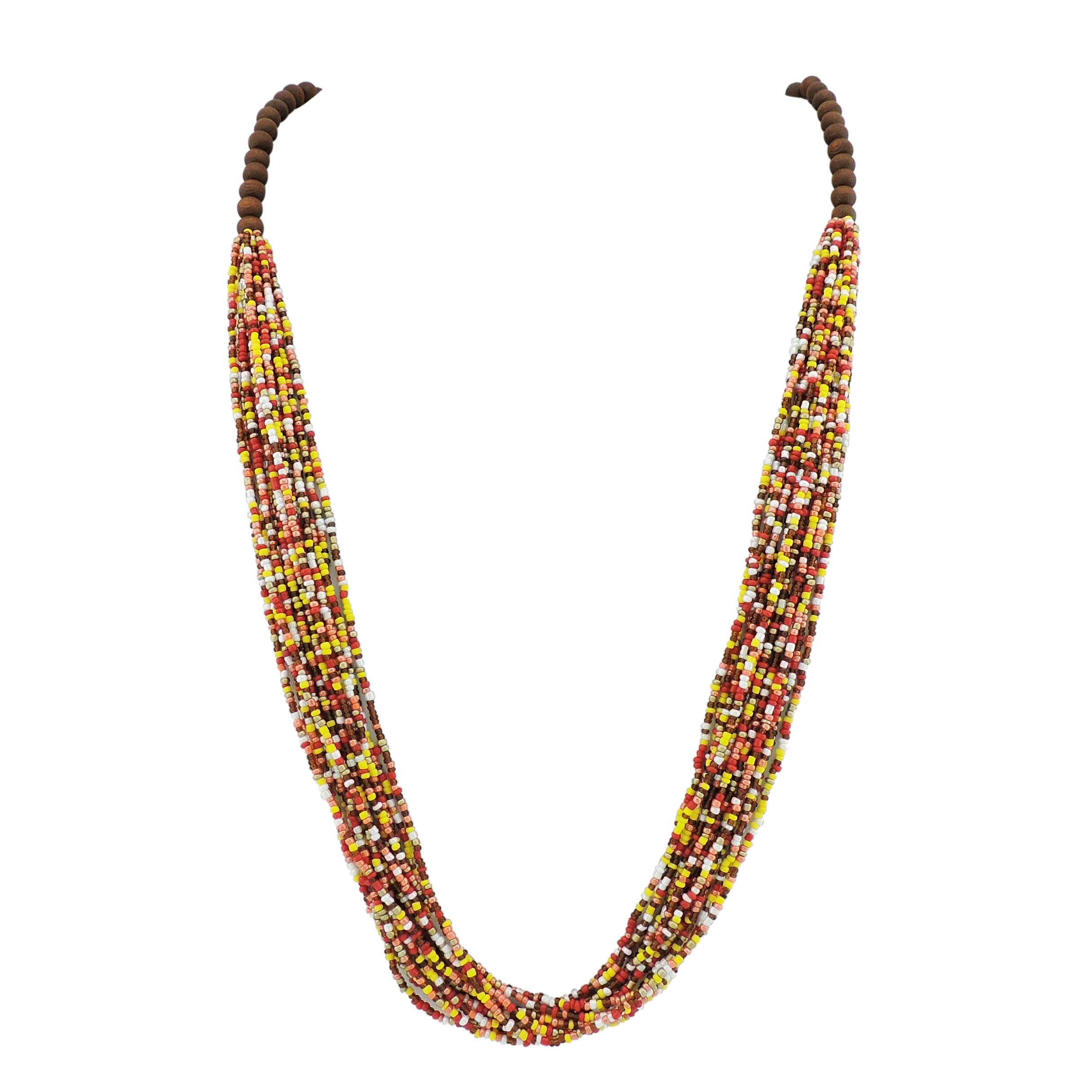 Bocar Long Multiple Row Handmade Beaded Statement Necklace with Gift Box (NK-10407-Lemon Curry)