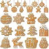 Yookeer 36 Pcs Christmas Tree Ornaments Gingerbread Theme Christmas Hanging Decorations Silicone Winter Hanging Decorations Large House Shaped Xmas Tree Cookie Decor for Holiday Party