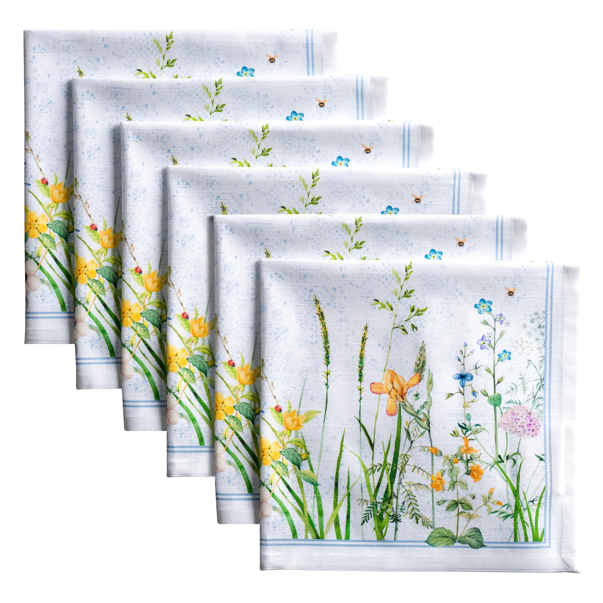 Maison d' Hermine Cloth Napkins Set of 6 100% Cotton Everyday Reusable Square Napkins Cloth Washable Dinner Party Wedding Restaurant Gifts for Mothers Day Spring/Summer (Fleurs De Mai, 20" x 20") Image