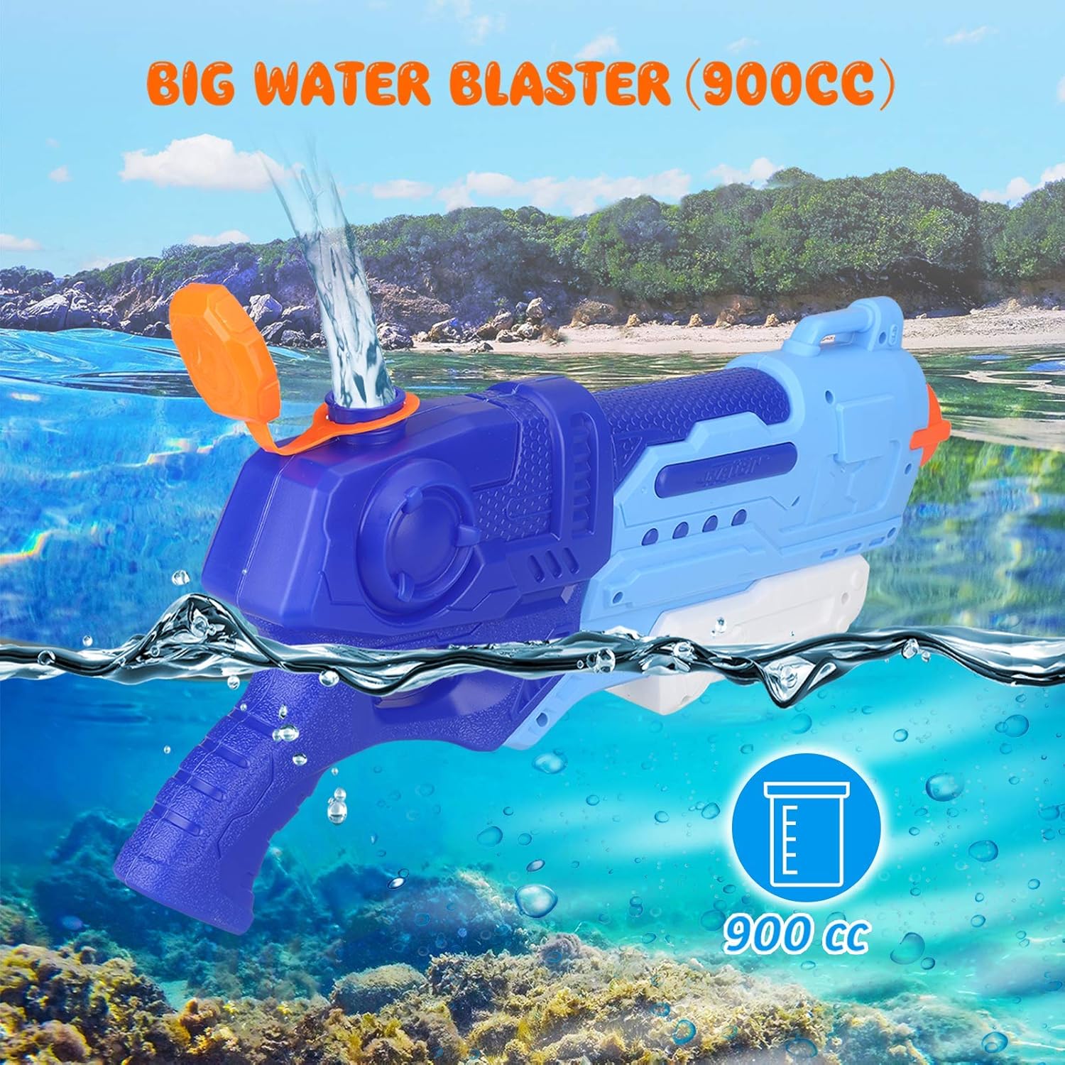 Water Gun 2 Pack Water Guns for Kids Adults 900CC , Squirt Guns Water Blaster Long Range Toy Gun Gifts for Boys Girls, Summer Swimming Pool Beach Sand Outdoor Toys: Toys & Games