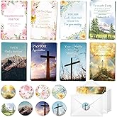 Lovarywow Pastor Appreciation Cards Gifts - 24 Pack Religious Clergy Appreciation Card with Envelopes Stickers Bulk, Thank You for Your Ministry Gifts Supplies for Pastors Church Staff Pastor's Wife