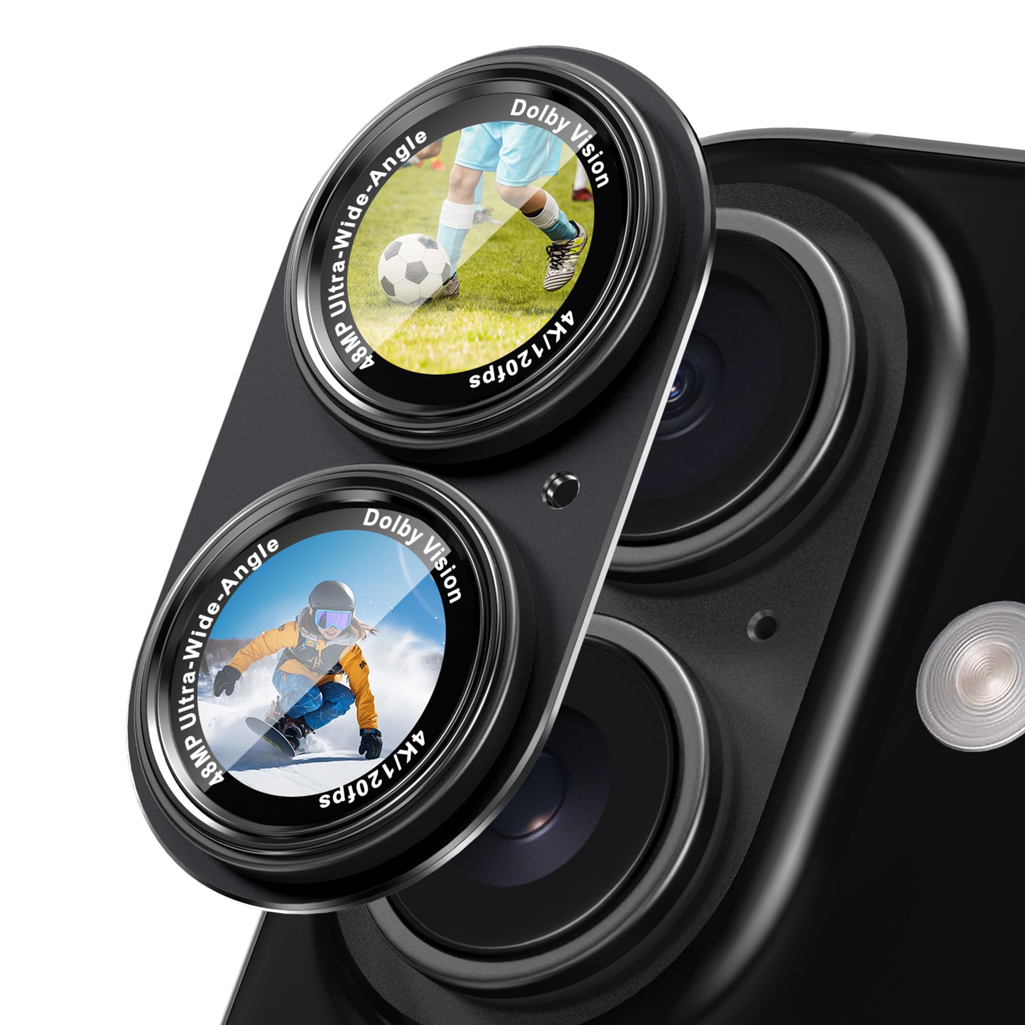 Photo 1 of CACOE for iPhone 16/16 Plus Camera Lens Protector - Metal Frame Tempered Glass Cover, [Anti-Scratch] [Drop-Proof][Strong-Adhesion] Camera Screen Cover (Black)