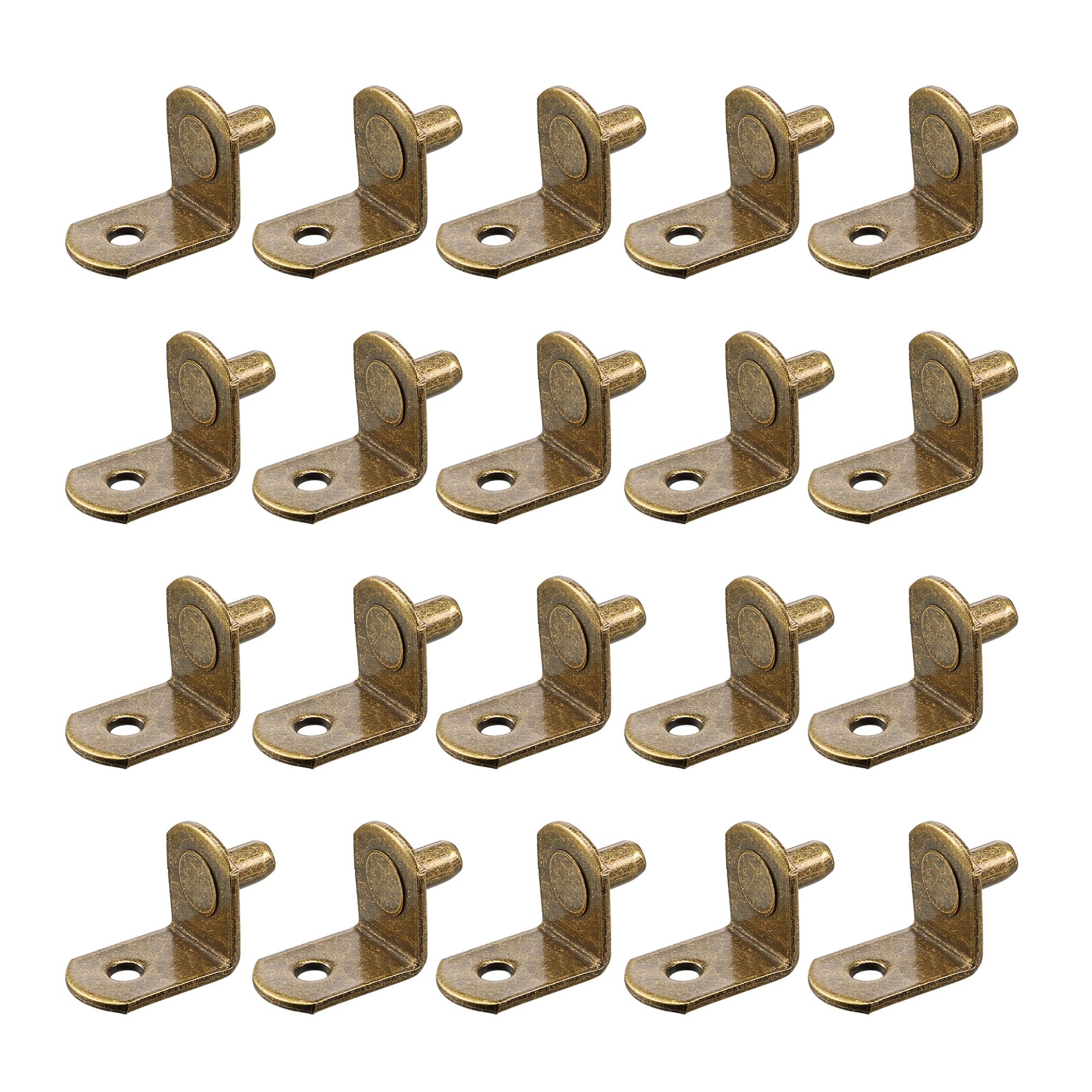 uxcell Shelf Support Peg,5mm/2" L-Shaped Support, Furniture Cabinet Closet Shelf,Bracket Pegs with Hole,for Kitchen Furniture Book Shelves Supplies,Bronze,20pcs