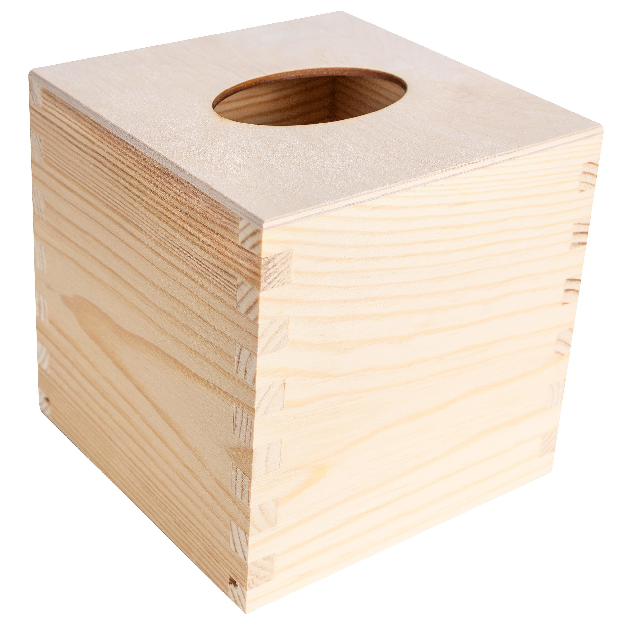Creative Deco Wooden Tissue Box Square Cube | 13.3x13.3x13.3cm | Plain Blank Tissue Holder | Cover Container Tissue Dispenser for Arts & Crafts and Home Decor for Office Kitchen Bathroom Bedroom