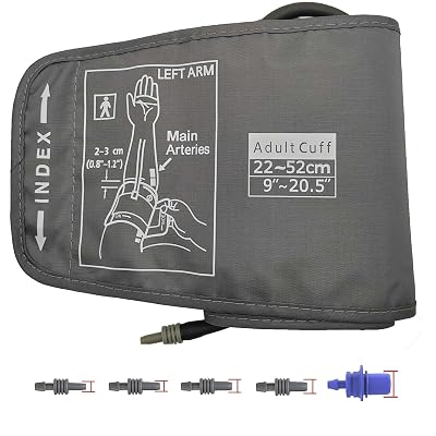 Extra Large Cuff Compatible with Omron 9"-20.5" Inches (22-52CM) XL Blood Pressure Adult ARM BP Replacement Cuff for Big ARM, Grey (Extra Large+ 5 Connectors)