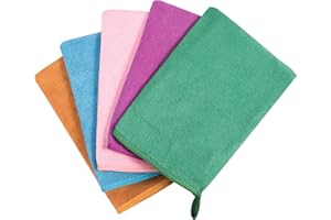 PHOGARY 5 Pack Microfiber Face Cloths, 6"x8" Fast Drying Bath Mitts Washcloth, Super Absorbent Soft Lightweight Towel Body Facial Cloths Small Wash Mitt for Travel Showering Washing Face