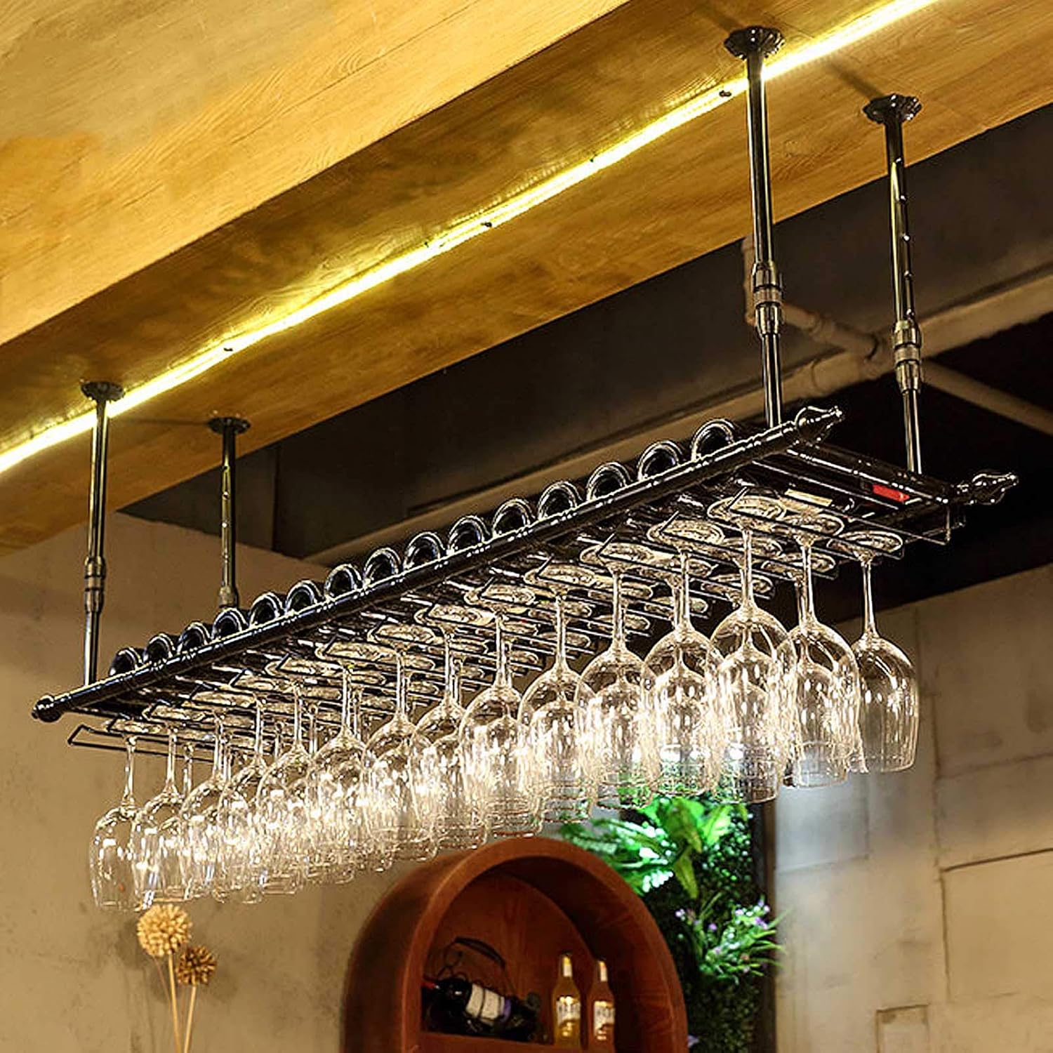 MYAOU Schwarzes Weinglas Rack Wandmontage Stemware Glas Rack Eisen