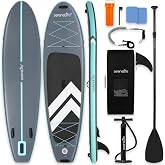 SereneLife 10&rsquo; Inflatable Stand Up Paddle Board with Premium SUP Accessories - 33&rdquo; Wide Stable Design with Non-Slip EVA Deck Pad for Youth and Adults, 350 lbs. Capacity