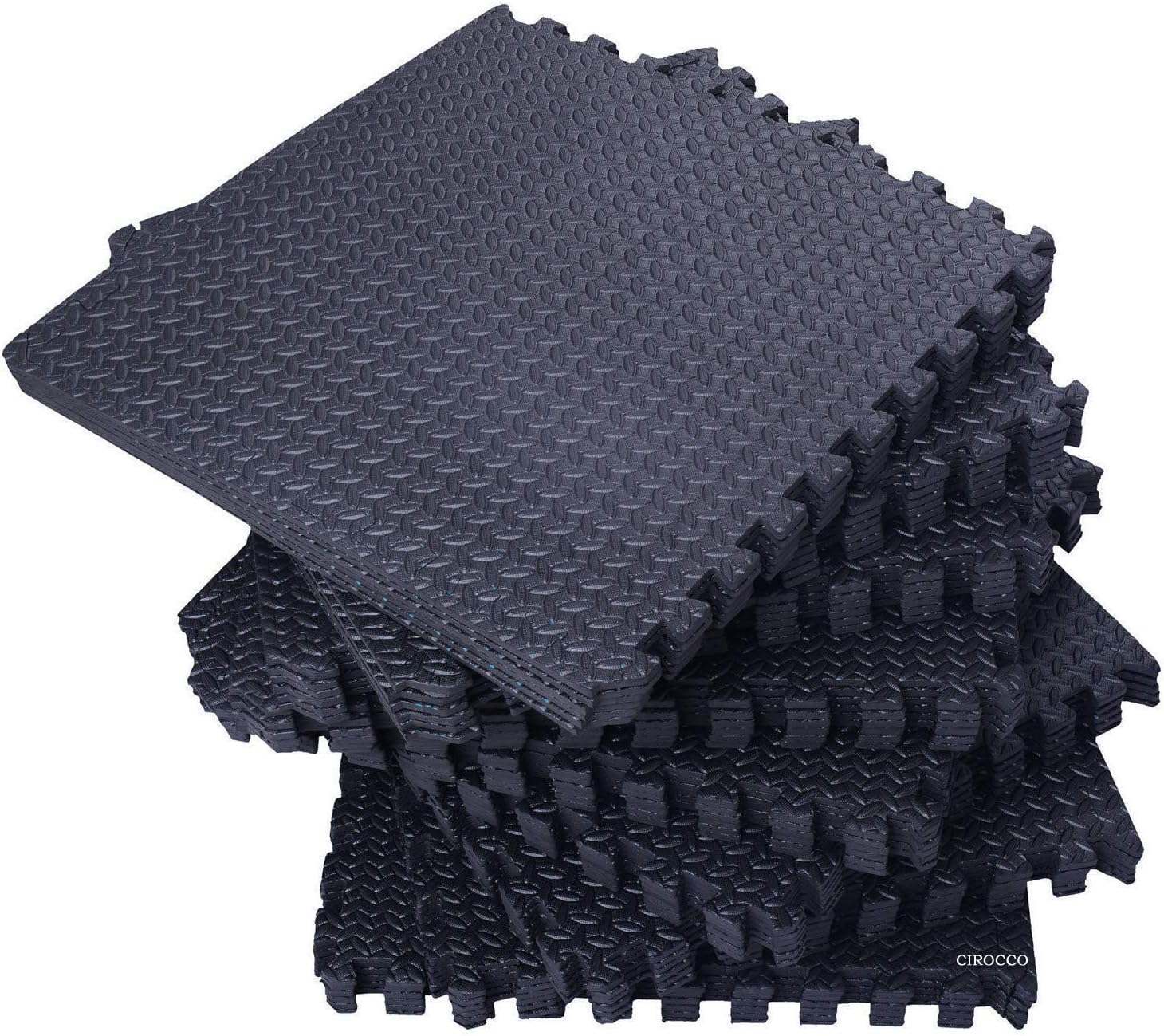 Cirocco 216 SqFt Interlocking EVA Floor Matt Padded Rubber Tiles Foam 54 Pcs | Heavy Duty Safe Non Skid Floor Protection Non Toxic Lightweight Easy to Clean | for Gym Home Garage Basement Kids Rooms