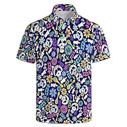 Xdceu Men's Skull Polo Shirts Hawaiian Golf Polo