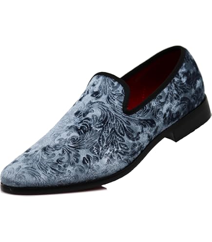Men\'s Plain Grey Vintage Velvet Loafers Slip On Classic Tuxedo Dress Shoes Grey Velvet Loafers ​| Antonio by Amali | Just Men`s Shoes  main image 4