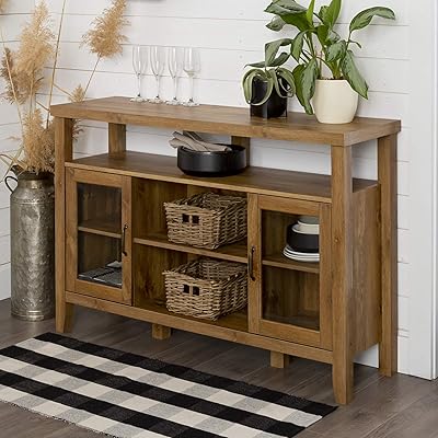 Walker Edison 52-Inch Wood Universal TV Stand, Barnwood Brown