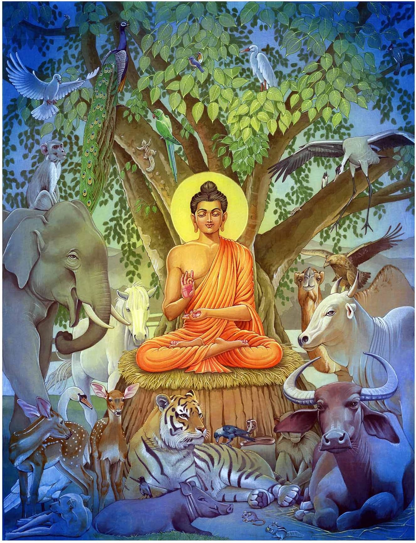 SAGAR WORLD Gautam Buddha Wall Painting (Multicolour, 12x18 Inches)