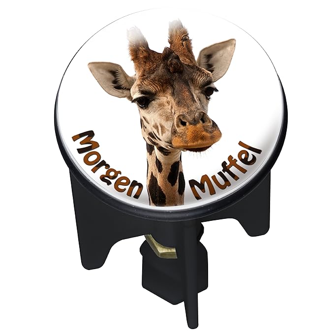 Wenko 20708100 Waschbeckenstöpsel Pluggy Morgenmuffel Abfluss Stopfen, Messing, Kunststoff, Durchmesser 3.9 x 6.5-9.5 cm