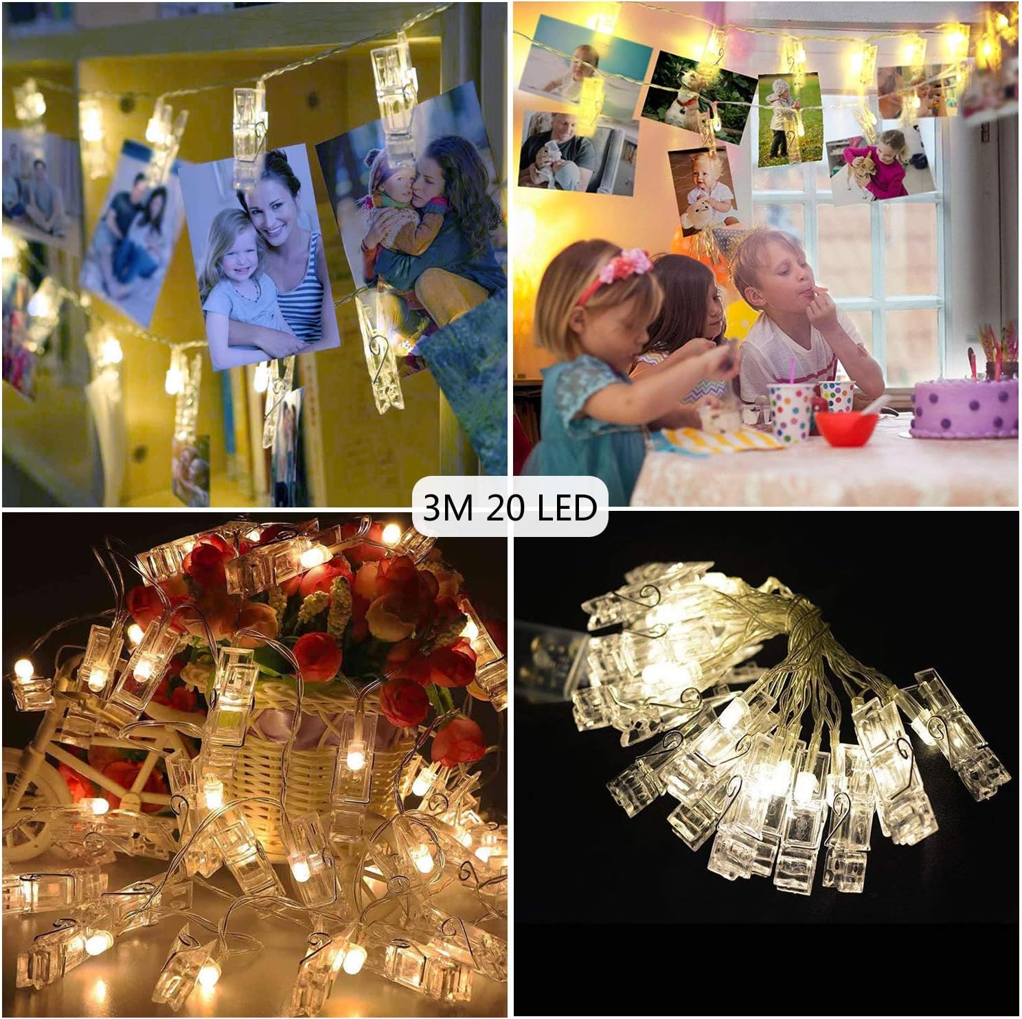 luci a corda per camera da letto per appendere le immagini