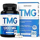 TMG Trimethylglycine Supplement 1,000mg Per Serving (3 Month Supply) - TMG Supplements for Homocysteine Control - as Betaine Anhydrous - Vegan, Third Party Tested & Non GMO - USA Made - (180 Capsules)
