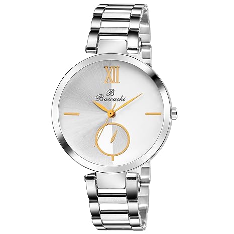 Analogue White Round Dial Watch for Womens (B-L1044-WT-CH)