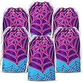 Lzuhoa 24 Pcs Spider Party Favors Gift Bags Drawstring Party Bags, Spider Birthday Decorations Purple Blue Birthday Party Favor Bags Goodie Bags for Themed Birthdayy Party Christmas Halloween