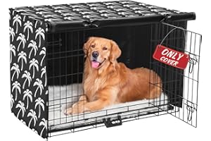 Akinerri Dog Crate Cover - Double Door Waterproof Pet Kennel, Durable 600D Polyester Protective Cage for 24/30/36/42/48 Inch Dog Crates - Blackprint