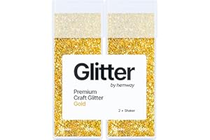 Hemway Premium Glitter Shakers 130g (2 Pack) - Gold | Chunky Metallic Flake Sequins for Resin & Epoxy Crafts | Craft Supplies