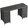 Huuger 47 Inch Computer Desk with 8 Fabric Drawers, Office Desk Work Desk for Home Office, Study, Gaming Desk with Drawers, Large Storage, Black