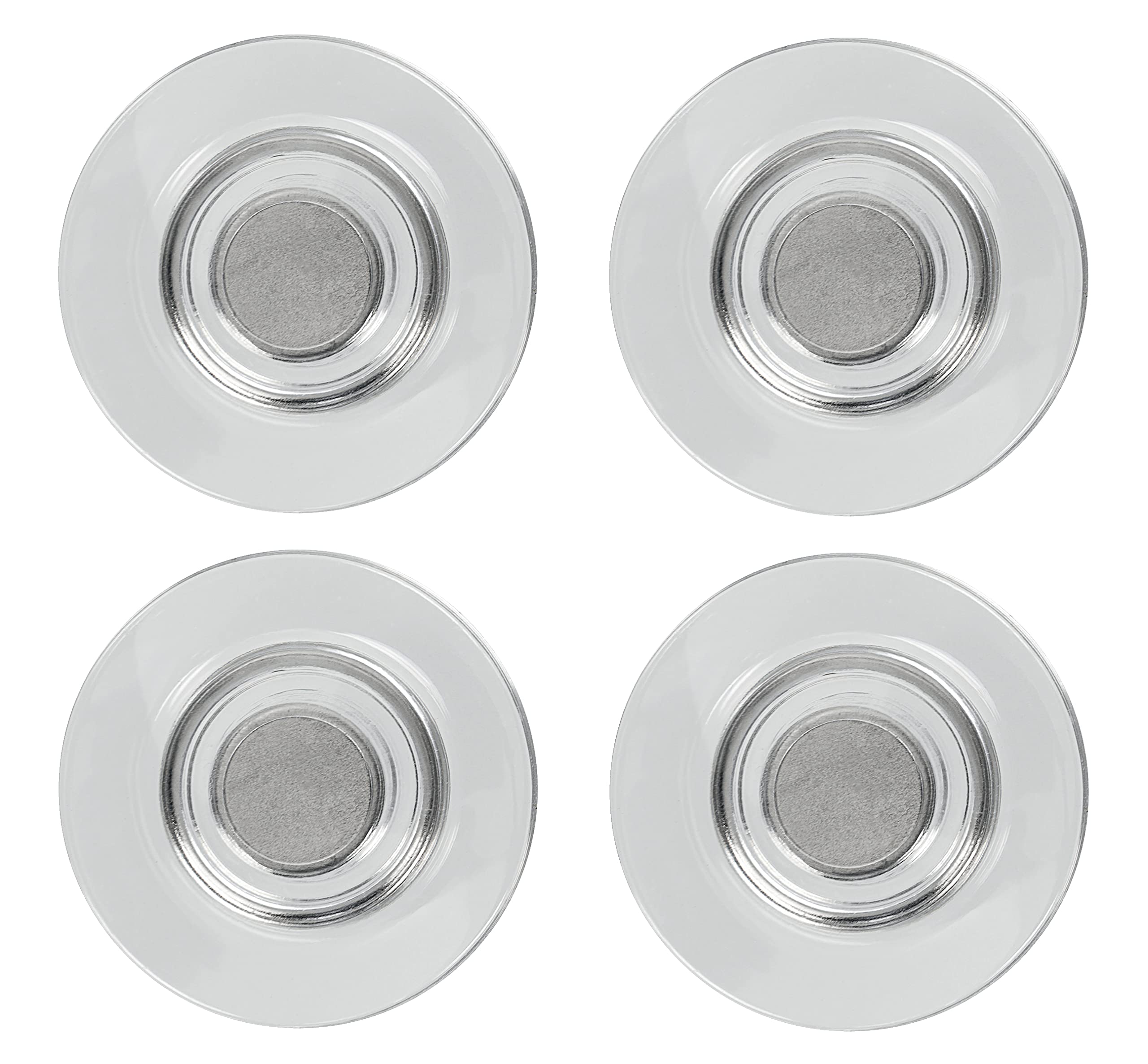 Nobo Extra Strong Glass Whiteboard Magnets, For Magnetic Glass Whiteboards & Planners, Holds 6 x 80gsm A4 Sheets Of Paper, Home Or Office, 4 Pack, 32mm, Clear, 1904116