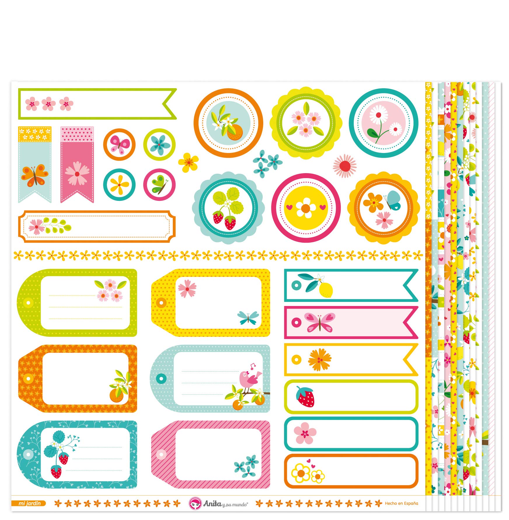 Anita and Su Mundo My Garden Collection Scrapbooking Papers, Paper, Multi-Colour, 12 x 12 Inches