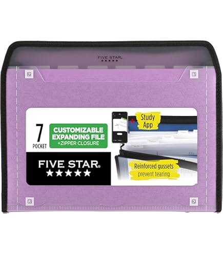 Amazon.com : Five Star 7 Pocket Expanding File Organizer, Plastic