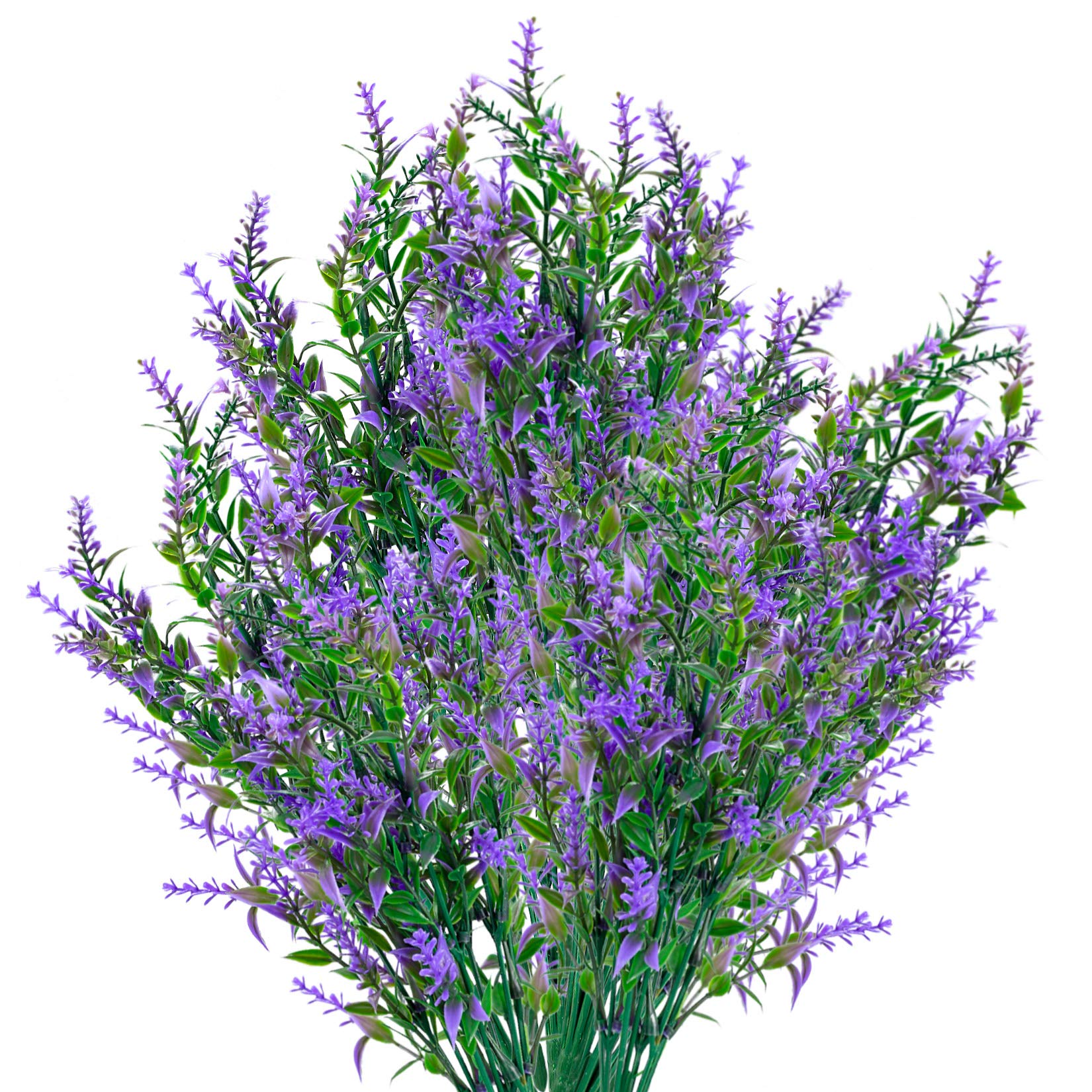PanBeiQi 6 PCS Artificial Lavender Stems, UV-Resistant Faux Botanical Arrangements for Indoor/Outdoor Décor - Plastic Greenery Bouquets (Lavender)