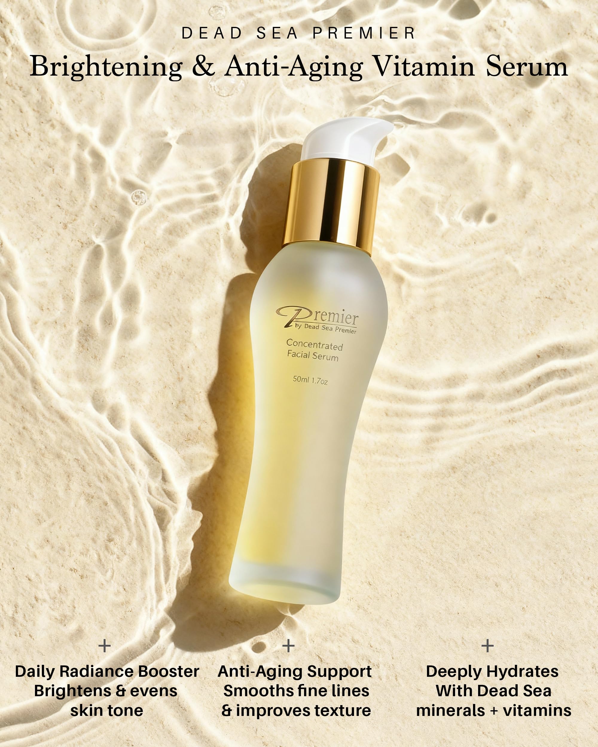 Premier Dead Sea Vitamin C Serum for Face with Vitamin E Oil, Retinol, Hydrating Face Serum for Women, Anti-Aging Skincare Dark Spot Brightening with Dead Sea Minerals, Classic Collection 1.7 Fl Oz