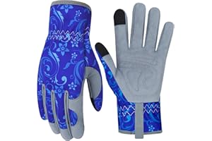 MERTURN Leather Gardening Gloves for Women Thorn Proof Garden Gloves Touch Screen Working Gloves Gifts,M