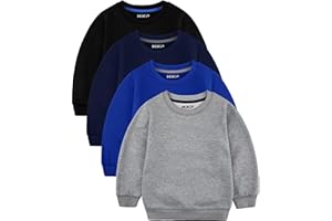 HXP 4 Pack Toddler Boys Sweatshirts Toddler Cotton Long Sleeve Pullover Sweatshirts Kids Boys Crewneck Tops Shirts