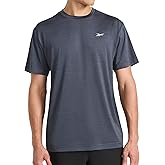 Reebok Mens Reflective Small Logo Crewneck T-Shirt, Standard Fit, Lightweight Cool Touch Jersey Fabric