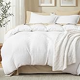 David's Home Waffle Weave Duvet Cover Set King Size,Soft Breathable 3pcs Comforter Cover Set with 2 Pillowcases,Textured Home Decor Bedding Set Cozy for All Seasons, White 104"×90",No Comforter