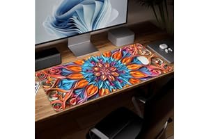 Leather Flower Desk Pad, Colorful Art Mouse Pad Large Computer Keyboard Gaming Mousepad Waterproof Desktop Protector & Cover,