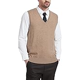 Kallspin Men's Wool Blended Vest Sweater Relaxed Fit V Neck Sleeveless Knitted Pullover
