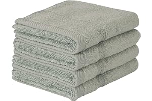 Mother-Earth 4 Pcs Blush Green Fingertip Towels for Bathroom - 11 x 18 Inches, Extra Absorbent and Soft Terry Towels for Sensitive Skin, Quick Dry