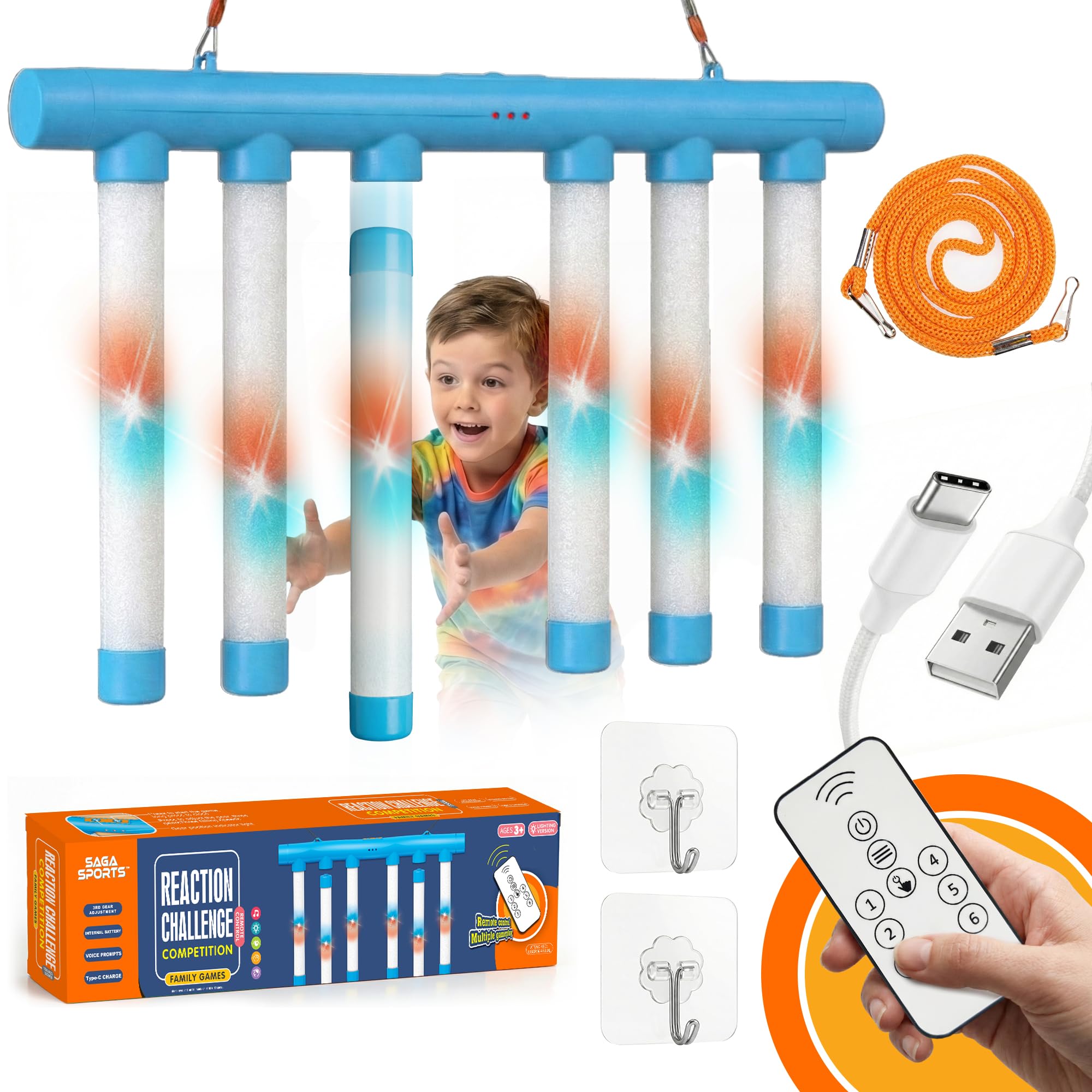 Saga Sports Catching Sticks Game – Drop It Catch It Reaction Game with LED & Controller for Kids & Adults | Fun Drop Stick Game