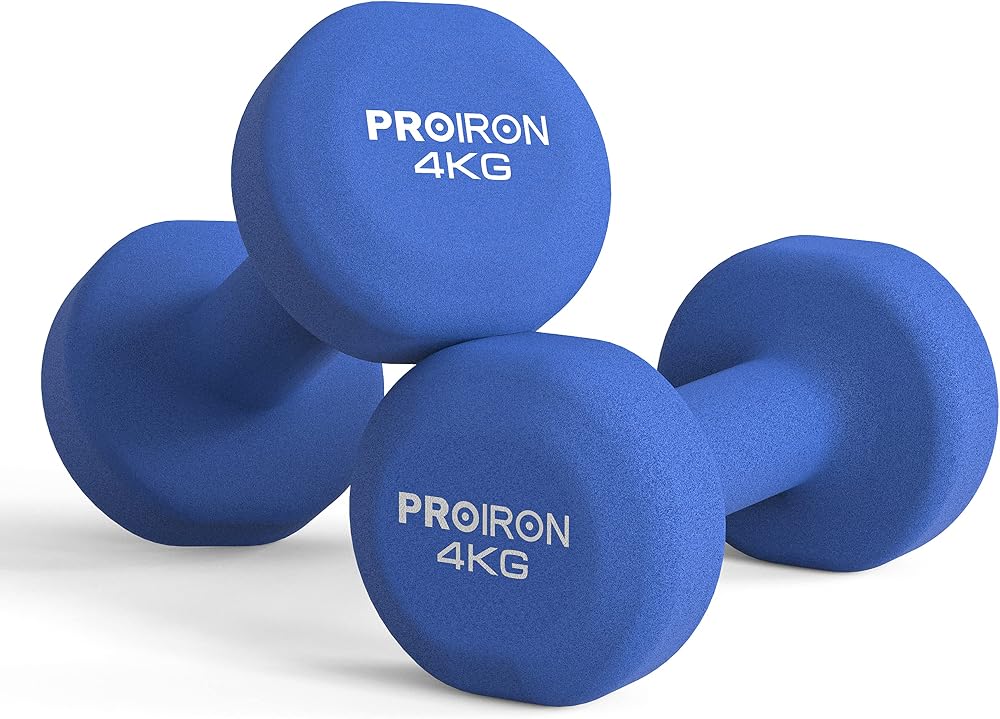 PROIRON Dumbbell Set Neoprene 1kg-10kg 4kg 2x4kg Blue