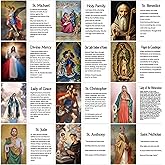 Motiskyy 120 Pcs Catholic Holy Prayer Cards 4x2.5inchs 12 Styles Catholic Prayer Card Set with Catholic Saints and Prayers Catholic Religious Gifts for Women, Men, Mother, Father, Godfather, Godmother