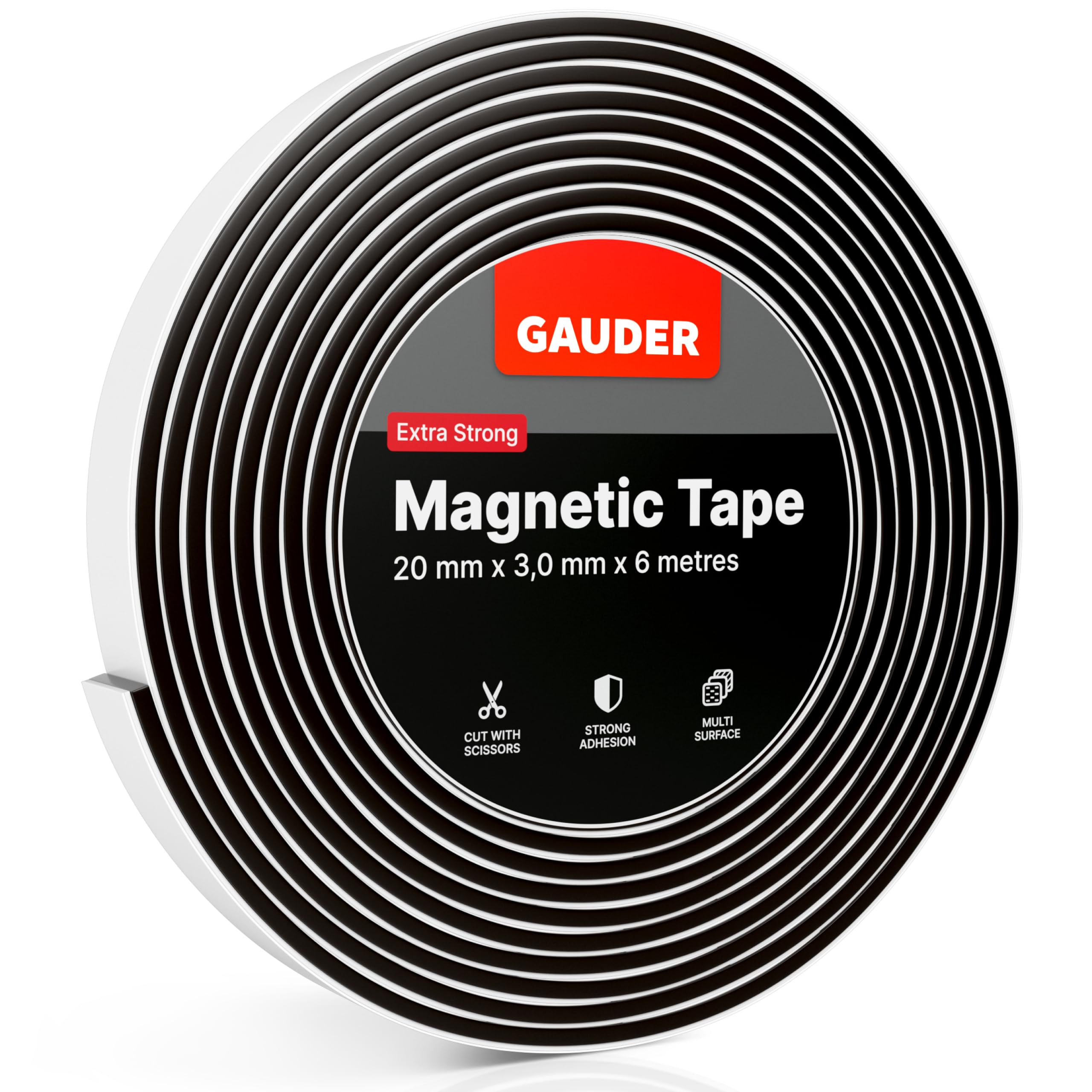 GAUDER Magnetic Tape Extra Strong | Magnet Strips Extremely Self Adhesive | Sticky Back Magnet Roll (6m)