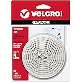 VELCRO Brand Sticky Back Hook and Loop Fasteners, White, 5 Ft Tape Roll | Peel And Stick Adhesive Tape For Home, Office And Classroom Organization; Cut To Length For Displays, Labels And Projects