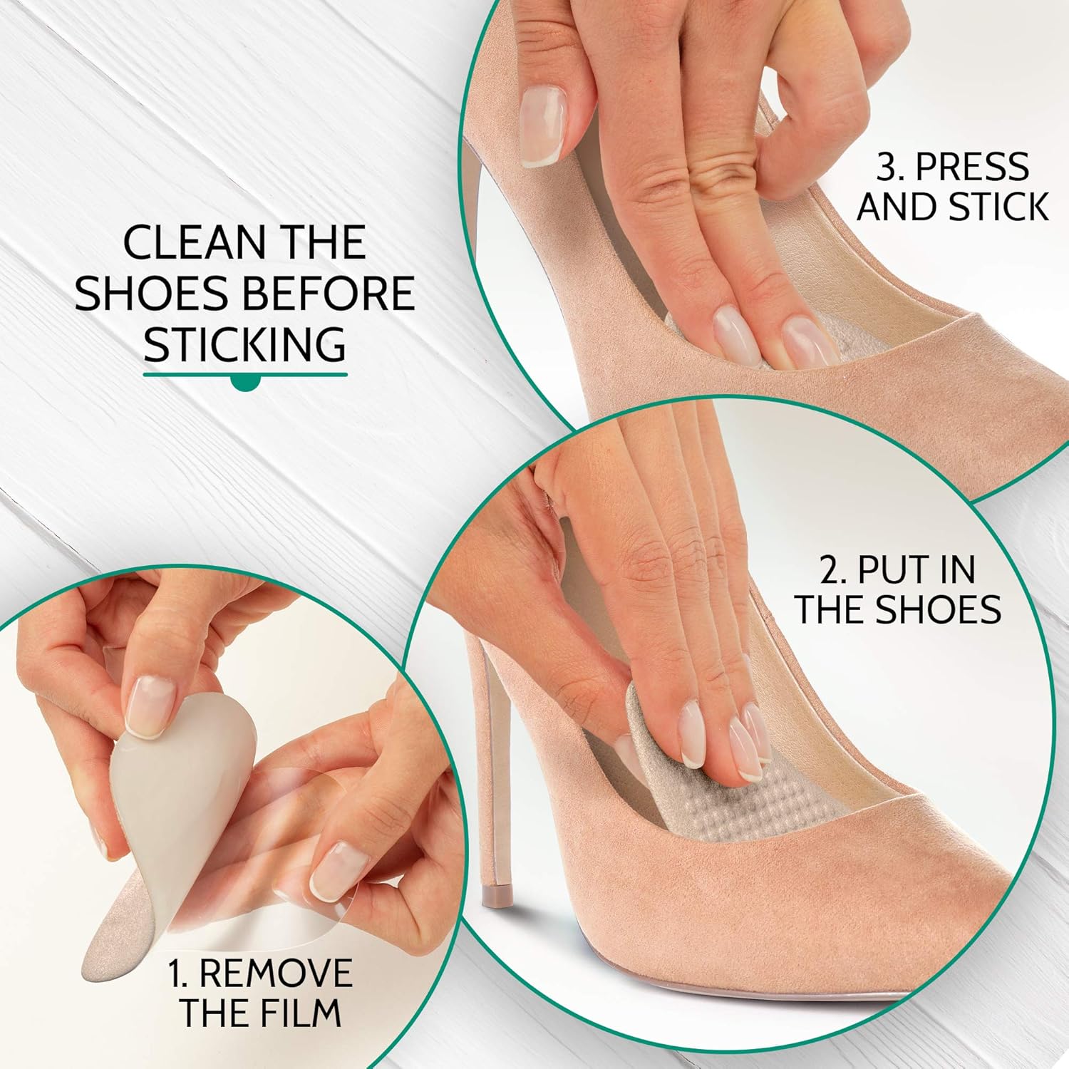 Ball of Foot Cushion Inserts (3 Pairs) - Metatarsal Pads for Men and Women - Foot Pain Relieve Sticky Shoe Pads - Comfortable Anti Slip Shoe Insoles - Shoe Adhesive Pads: Health & Personal Care